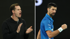 Djokovic wins first match with coach Murray in box