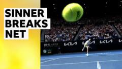 Sinner’s serve breaks net at Australian Open