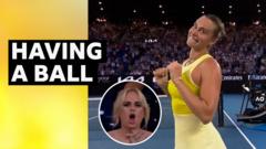 Sabalenka shows off dance moves in front of Rebel Wilson